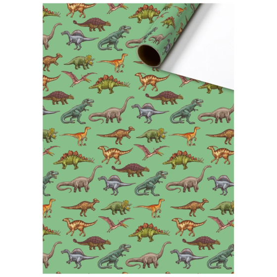 Gift Wrapping Paper “Saurus” | 70 cm × 2 m, 80 gsm, green