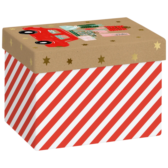 Boîtes cadeaux « Anette » | 12×12×16,5 cm, 120 g/m², rouge/marron clair