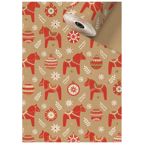 Geschenkpapier Sécaré-Rolle „Dala“ | 30 cm × 250 m, 70 g/m², rot/hellbraun