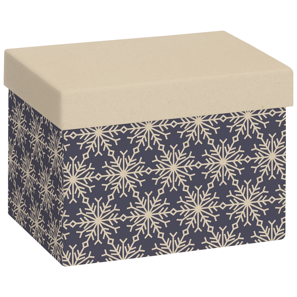 Geschenkbox „Isobel“ | 12×12×16,5 cm, 160 g/m², dunkelblau/hellbraun