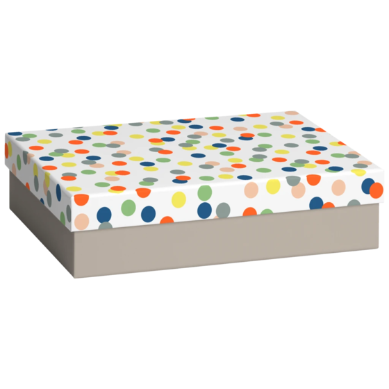 Geschenkbox „Harlie“ | 24×6×16,5 cm, weiß/bunt