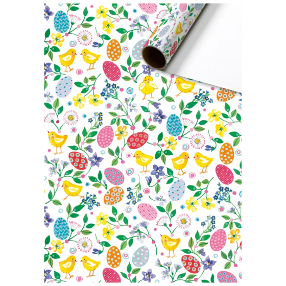Geschenkpapier „Eggwina“ | 70 cm × 2 m, 80 g/m², weiß/mehrfarbig