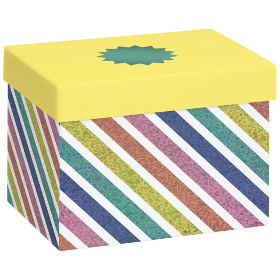 Geschenkbox „Naoki“ | 12×12×16,5 cm, 120 g/m², pastellgelb/bunt