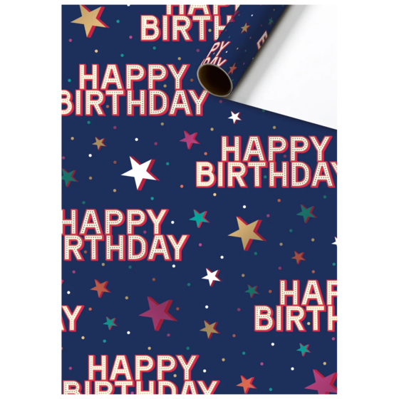 Papier cadeau « Starlett » | 70 cm × 1,5 m, 76 g/m², bleu foncé