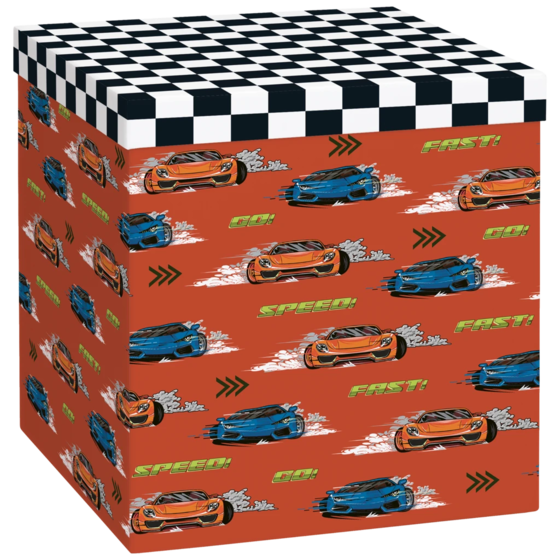 Geschenkbox „Schorsch“ | 23×24×23 cm, 120 g/m², rot/schwarz