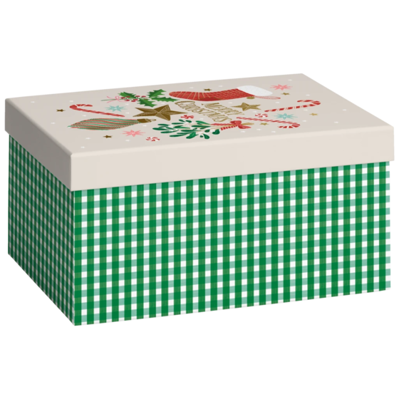 Boîte cadeau « Charlize » | 16×12×24 cm, 120 g/m², beige/vert foncé