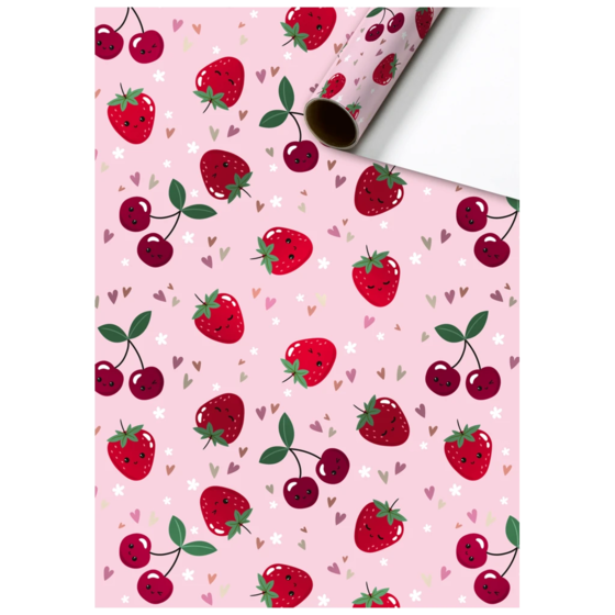 Geschenkpapier „Yumi“ | 70 cm × 1,5 m, 76 g/m², rosa/kirschrot
