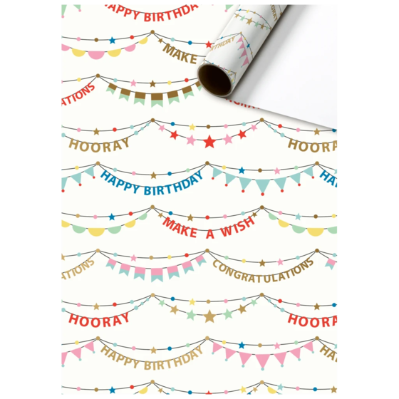 Papier cadeau « Pierrot » | 70 cm × 2 m, 80 g/m², blanc/bigarré