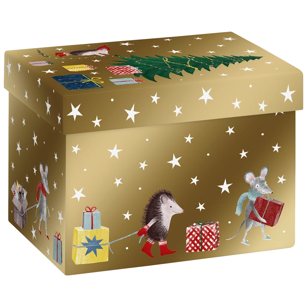 Geschenkbox „Melin“ | 12×12×16,5 cm, 120 g/m², gold