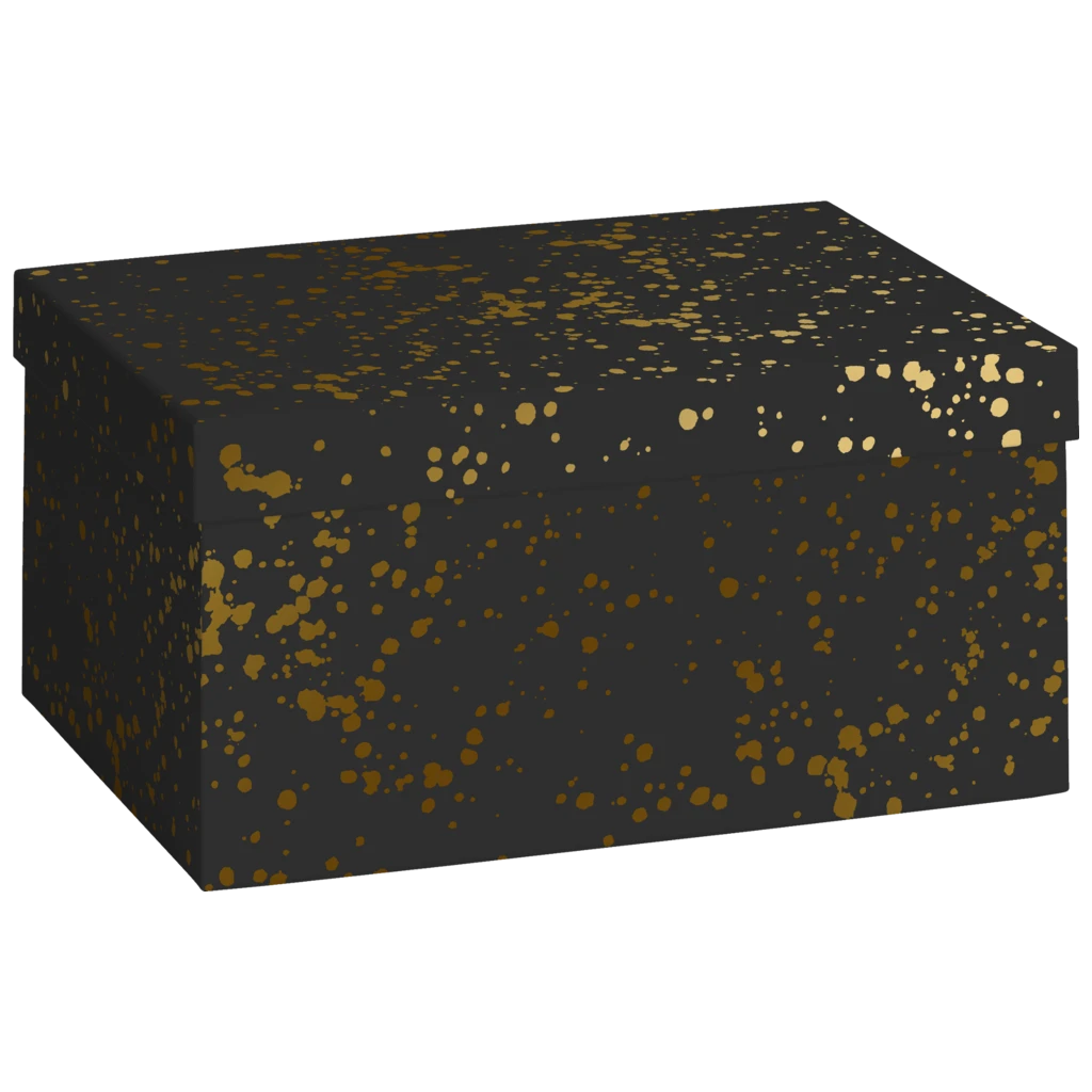 Geschenkbox „Sprenkel“ | 16×12×24 cm, 120 g/m², schwarz