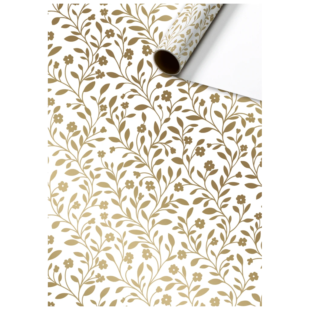 Geschenkpapier „Nola“ | 70 cm × 2 m, 80 g/m², weiß/gold metallic