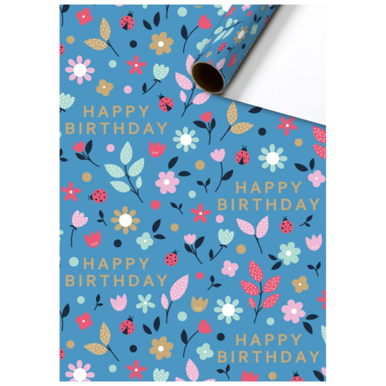 Gift Wrapping Paper “Benice” | 70 cm × 2 m, 80 gsm, blue