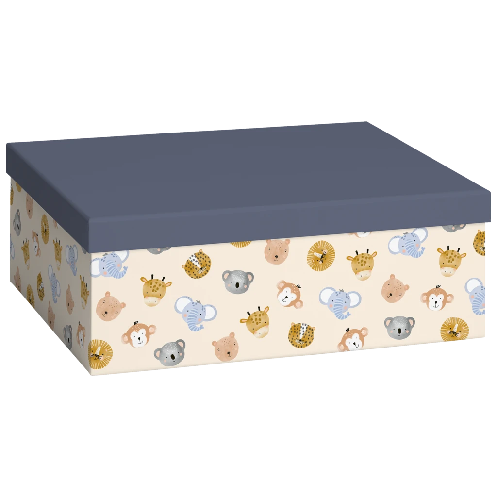 Geschenkbox „Buba“ | 24×12×33 cm, 120 g/m², hellbeige/dunkelblau