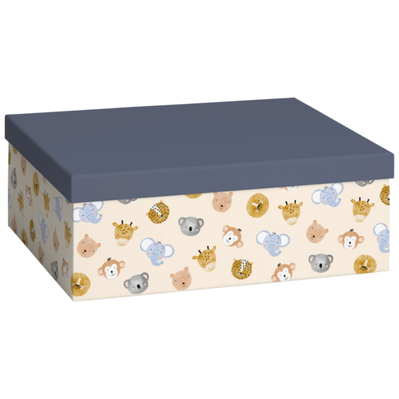 Geschenkbox „Buba“ | 24×12×33 cm, 120 g/m², hellbeige/dunkelblau