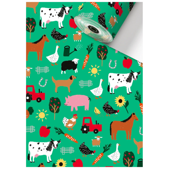 Geschenkpapier Sécaré-Rolle „Wila“ | 70 cm × 250 m, 80 g/m², grün/mehrfarbig