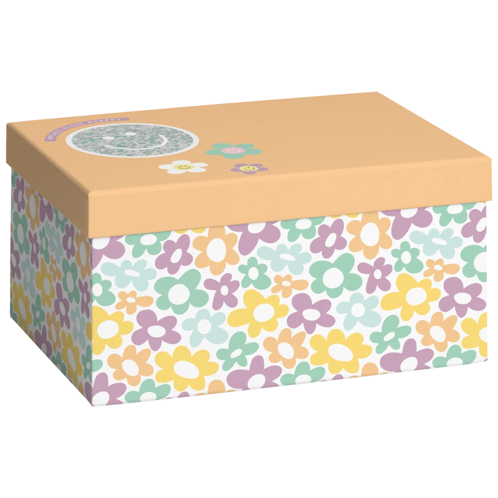 Geschenkbox „Nea“ | 16,5×12×24 cm, apricot/mehrfarbig, pastell