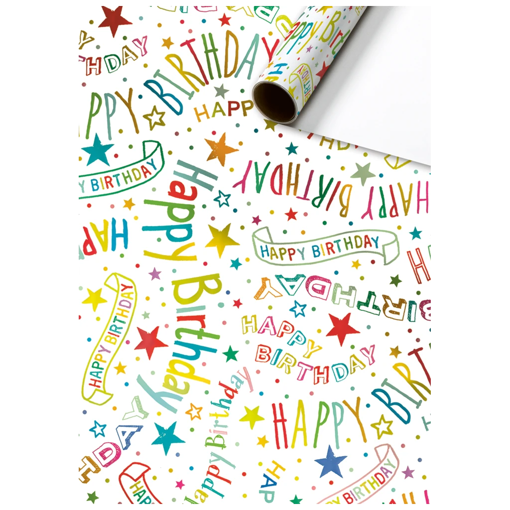 Papier cadeau « Alexandra » | 70 cm × 1,5 m, 76 g/m², blanc/coloré
