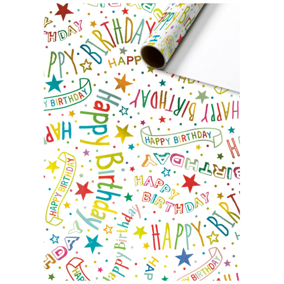 Gift Wrapping Paper “Alexandra” | 70 cm × 1,5 m, 76 gsm, white/multi-coloured