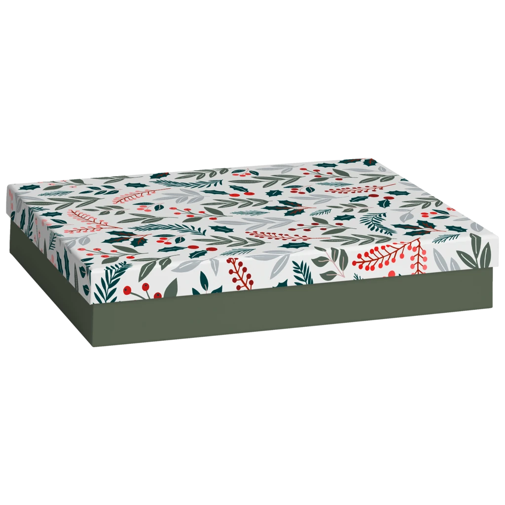 Geschenkbox „Berna“ | 24×6×33 cm, weiß/dunkelgrün