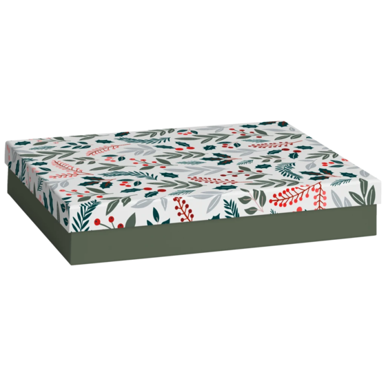 Geschenkbox „Berna“ | 24×6×33 cm, weiß/dunkelgrün