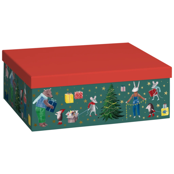 Geschenkbox „Melin“ | 24×12×33 cm, 120 g/m², rot/dunkelgrün