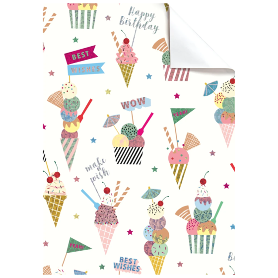 Geschenkpapier-Bogen „Gelato“ | 100×70 cm, 76 g/m², weiß