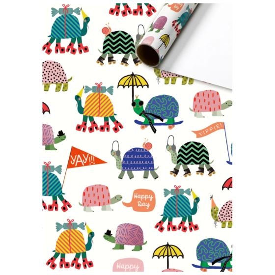 Gift Wrapping Paper “Tartino” | 70 cm × 2 m, 80 gsm, white/multi-coloured