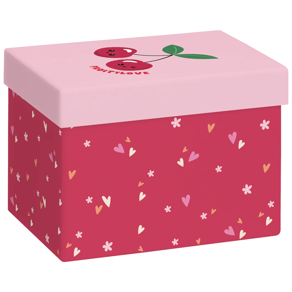Geschenkbox „Yumi“ | 12×12×16,5 cm, 120 g/m², rosa/kirschrot