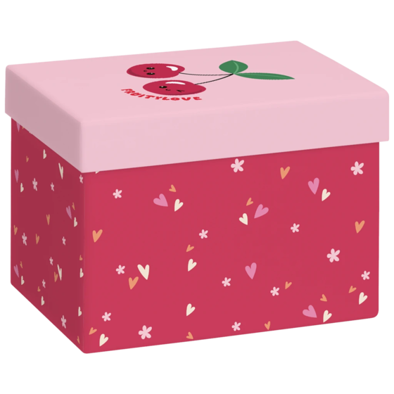 Geschenkbox „Yumi“ | 12×12×16,5 cm, 120 g/m², rosa/kirschrot