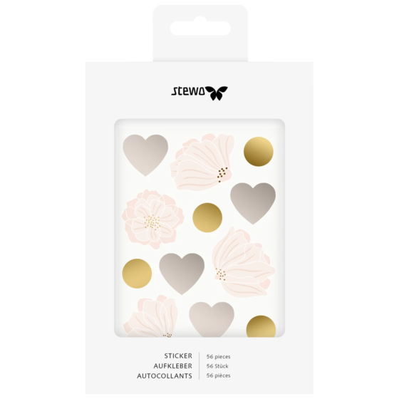 Aufkleber Bogen „Hether“ | 110×150 mm, hellrosa/gold, 4 Blatt