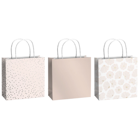 Geschenktaschen-Set „Hether“ | 20×20×8 cm, 200 g/m², altrosa, 3 Stück