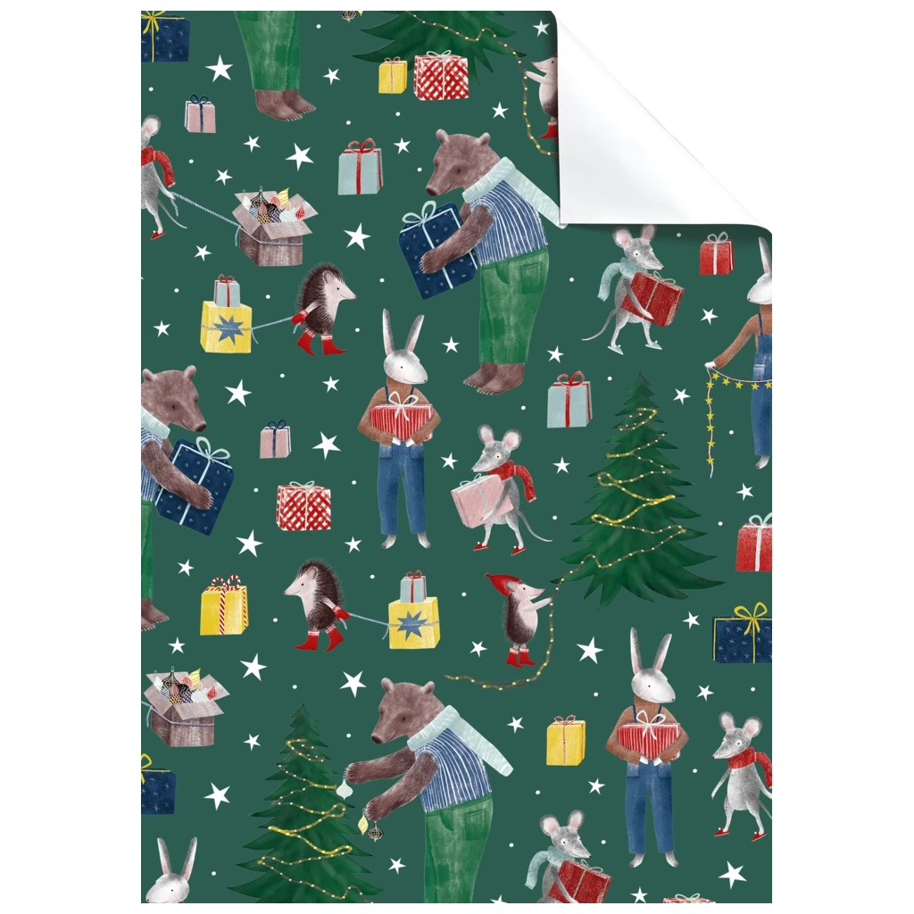Geschenkpapier-Bogen „Melin“ | 50×70 cm, 80 g/m², dunkelgrün