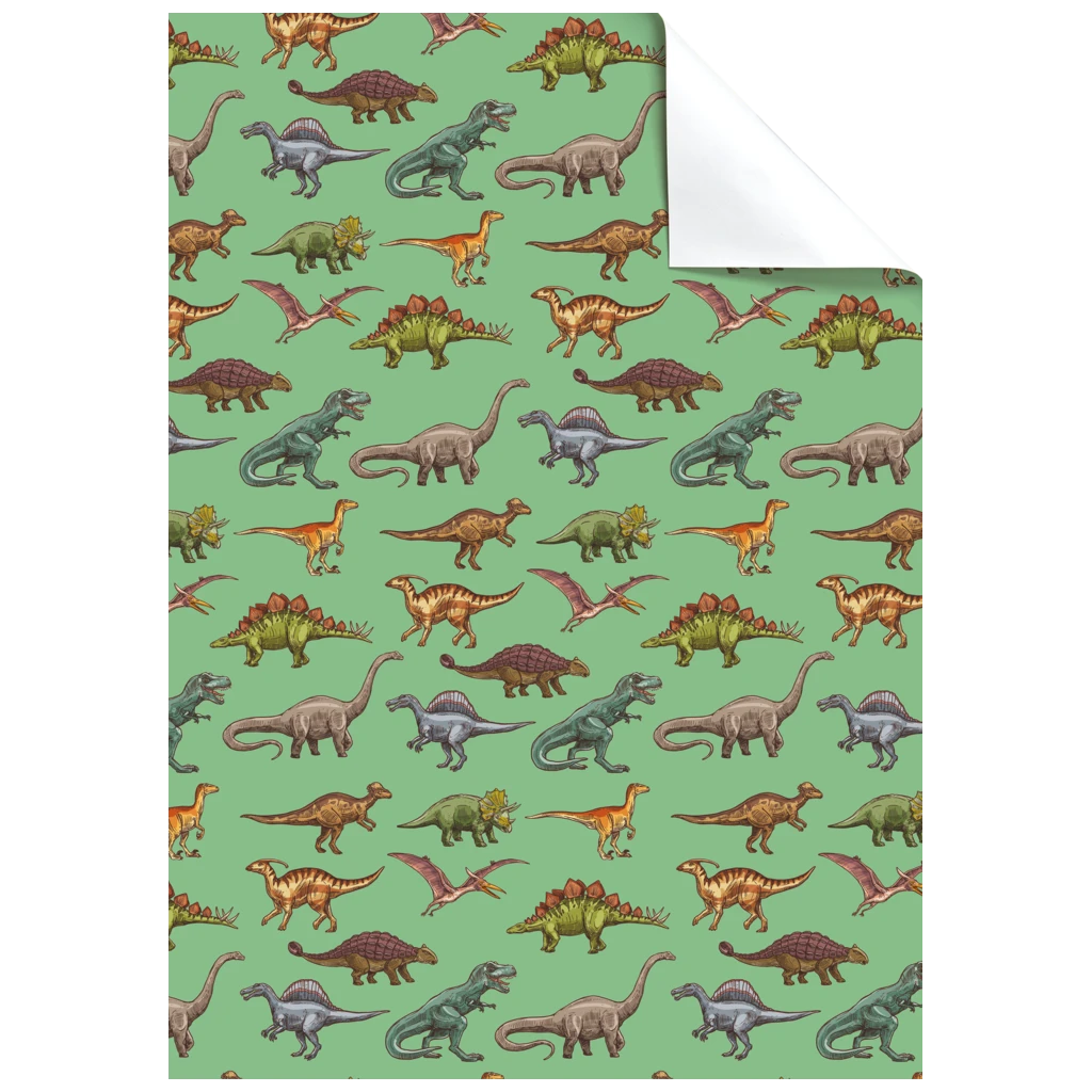 Gift Wrapping Paper Sheet “Saurus” | 100×70 cm, 80 gsm, mint green
