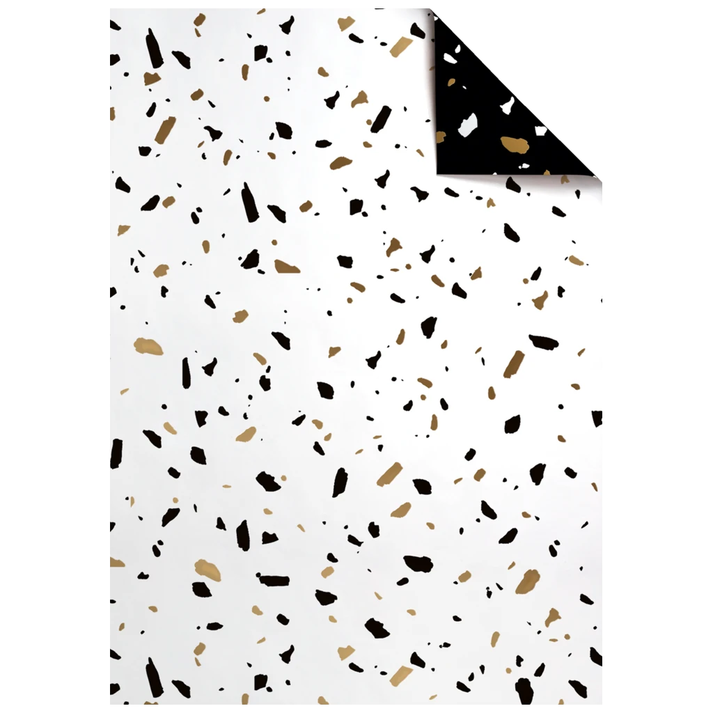 Geschenkpapier-Bogen „Terrazzo“ | 100×70 cm, 80 g/m², weiß/schwarz