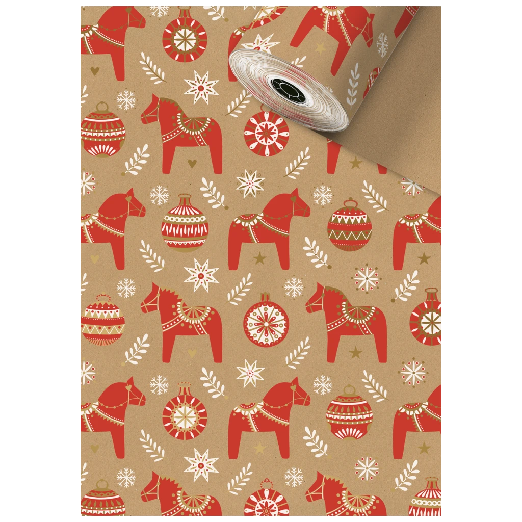Geschenkpapier Sécaré-Rolle „Dala“ | 70 cm × 250 m, 70 g/m², rot/hellbraun