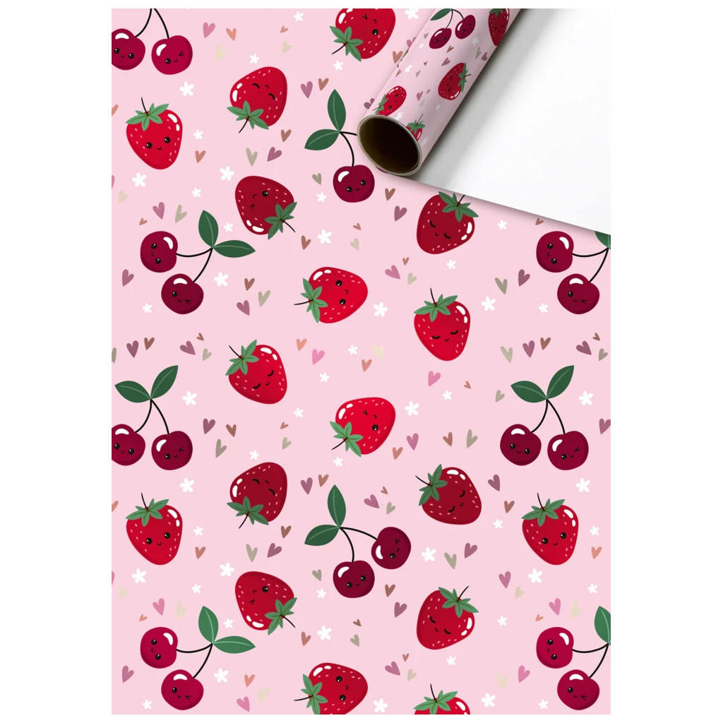 Geschenkpapier „Yumi“ | 70 cm × 1,5 m, 76 g/m², rosa/kirschrot