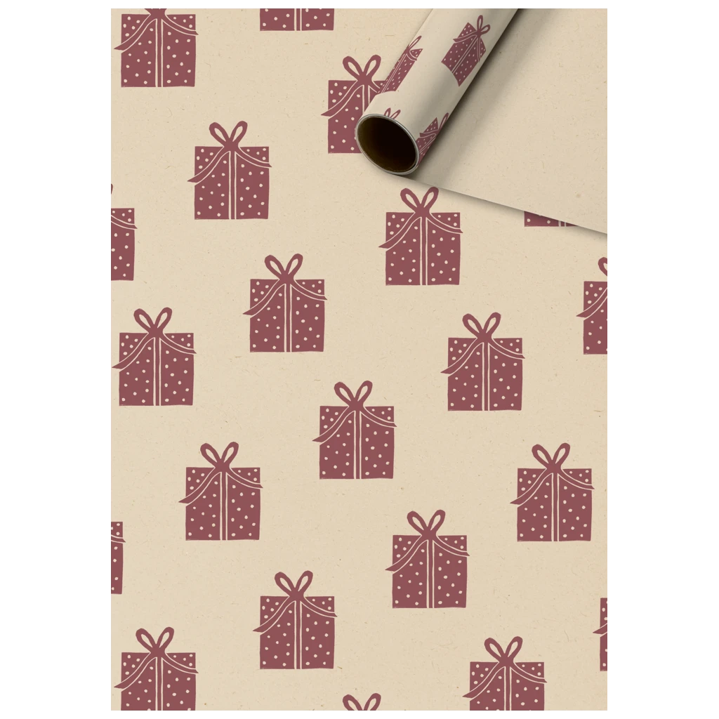Geschenkpapier „Leano“ | 70 cm × 2 m, 70 g/m², beige/bordeaux