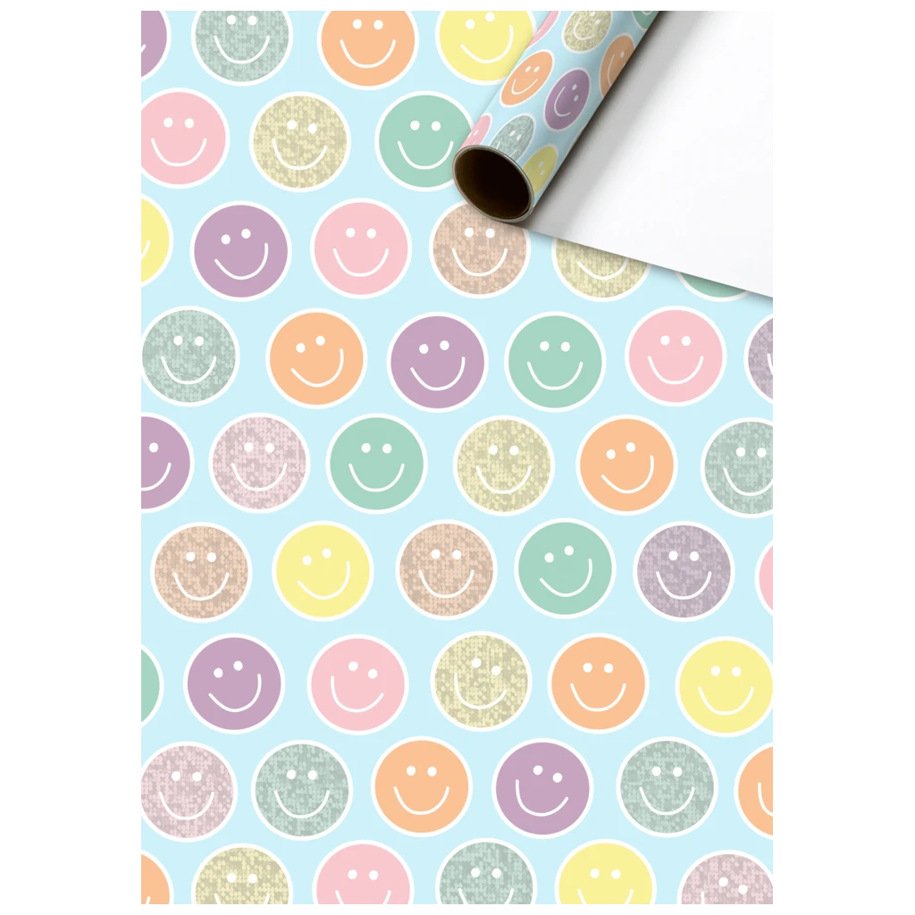 Geschenkpapier „Nea“ | 70 cm × 1,5 m, 76 g/m², hellblau/mehrfarbig, pastell