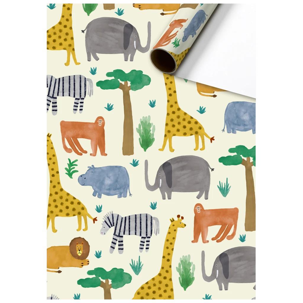 Geschenkpapier „Timba“ | 70 cm × 2 m, 80 g/m², beige/mehrfarbig