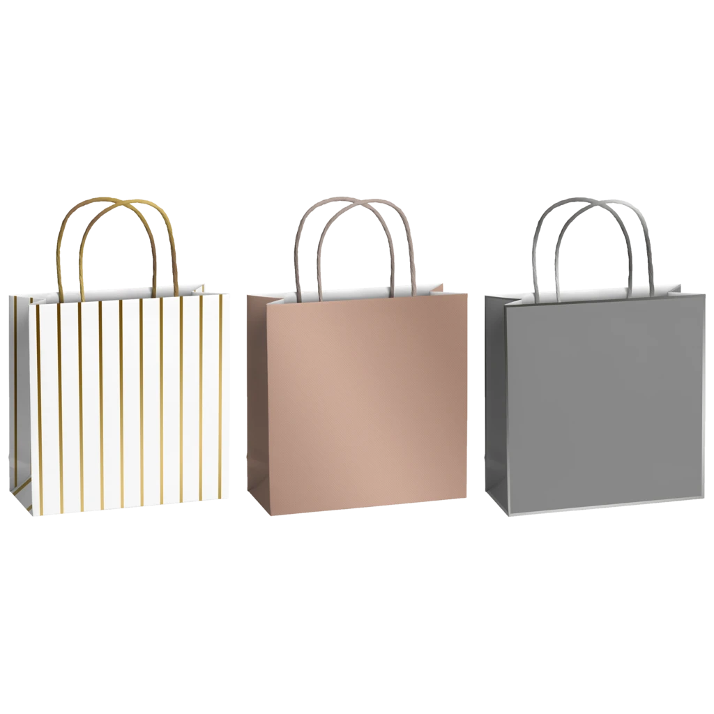 Geschenktaschen-Set „Uni Pure“ | 20×20×8 cm, 200 g/m², bronzegold, 3 Stück