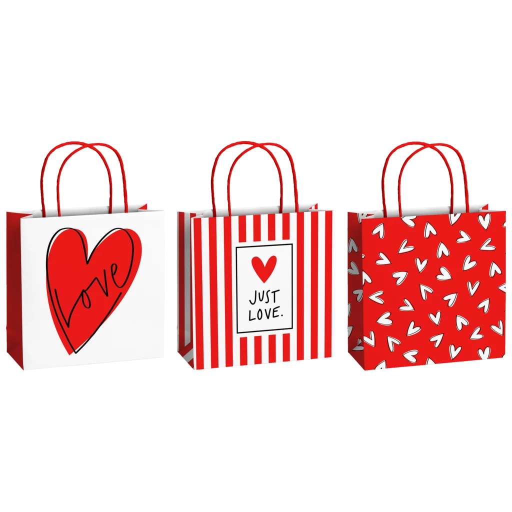 Geschenktaschen-Set „Riley“ | 20×20×8 cm, 200 g/m², rot, 3 Stück