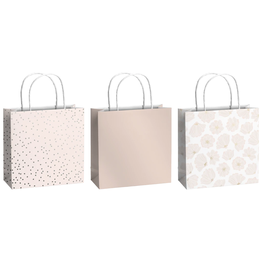 Geschenktaschen-Set „Hether“ | 20×20×8 cm, 200 g/m², altrosa, 3 Stück
