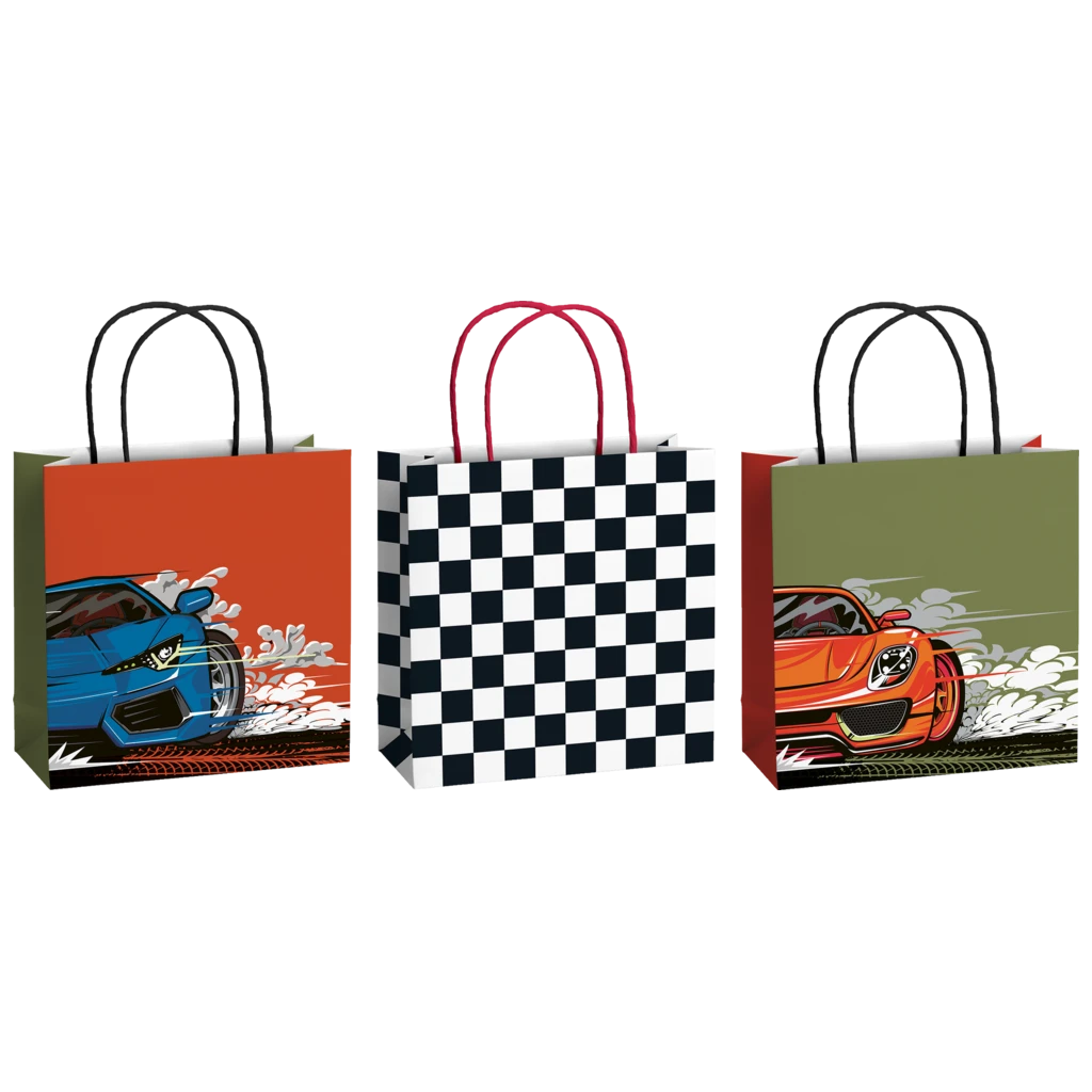 Geschenktaschen-Set „Schorsch“ | 20×20×8 cm, 200 g/m², mehrfarbig, 3 Stück