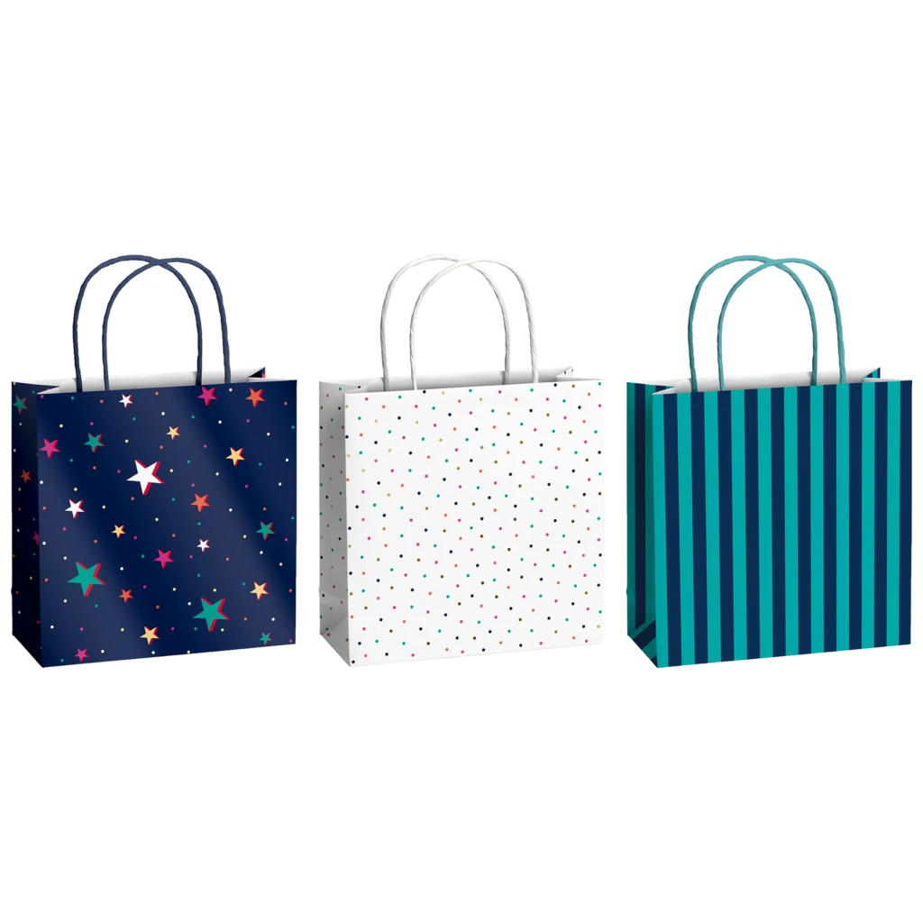 Geschenktaschen-Set „Starlett“ | 20×20×8 cm, 200 g/m², bunt, 3 Stück