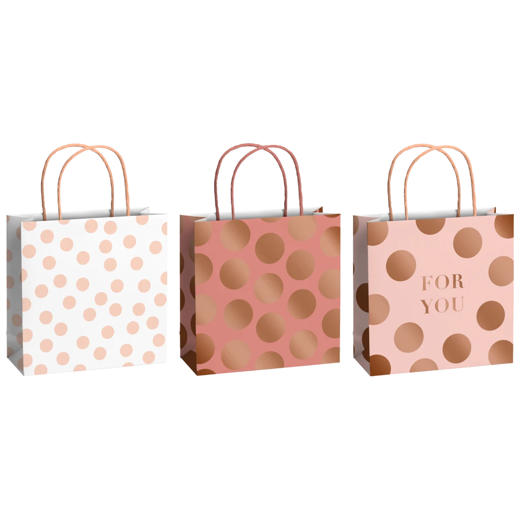 Geschenktaschen-Set „Vanda“ | 20×20×8 cm, 200 g/m², terracotta/hellrosa, 3 Stück