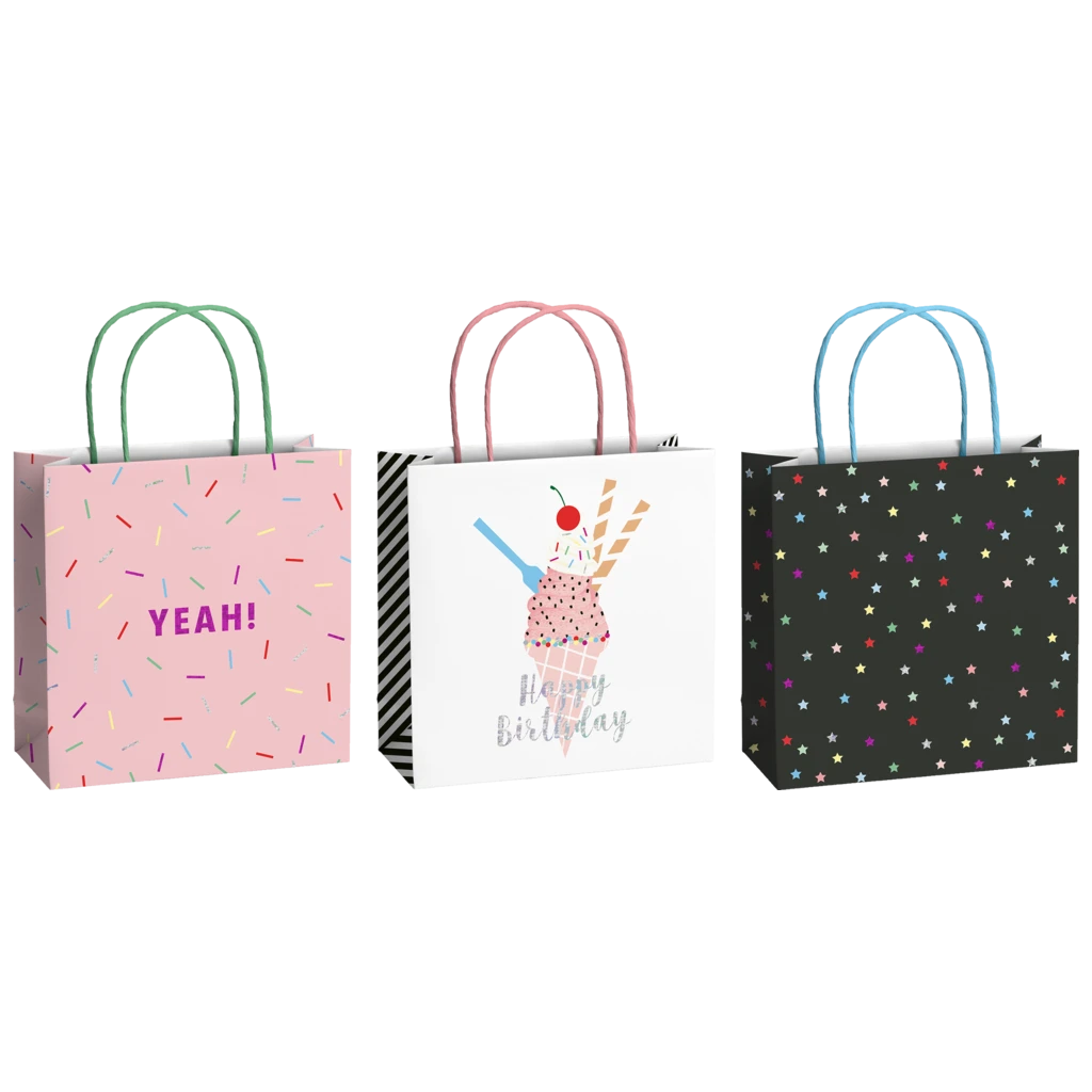 Geschenktaschen-Set „Gelato“ | 20×20×8 cm, 200 g/m², mehrfarbig