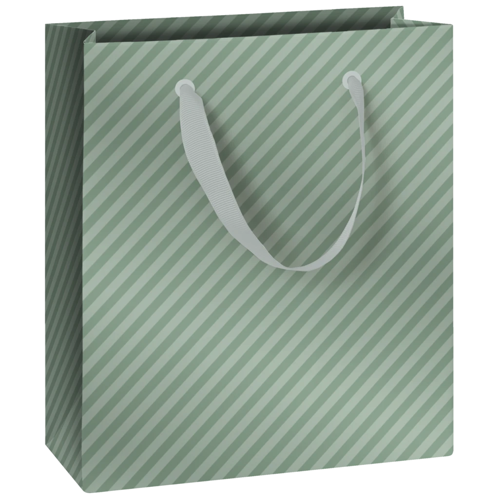 Geschenktasche „Stribe“ | 18×21×8 cm, 230 g/m², salbei