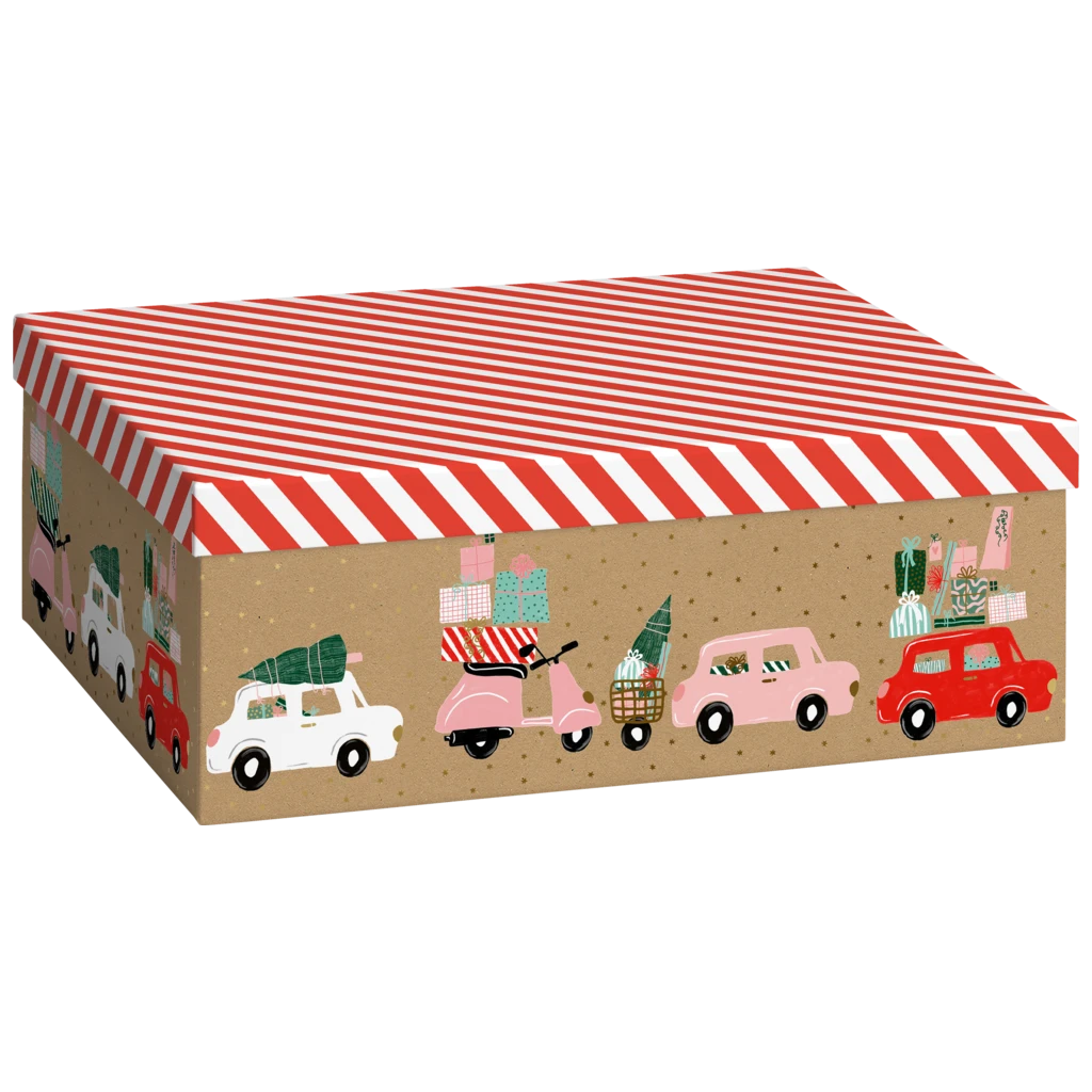 Geschenkbox „Anette“ | 24×12×33 cm, 120 g/m², rot/hellbraun