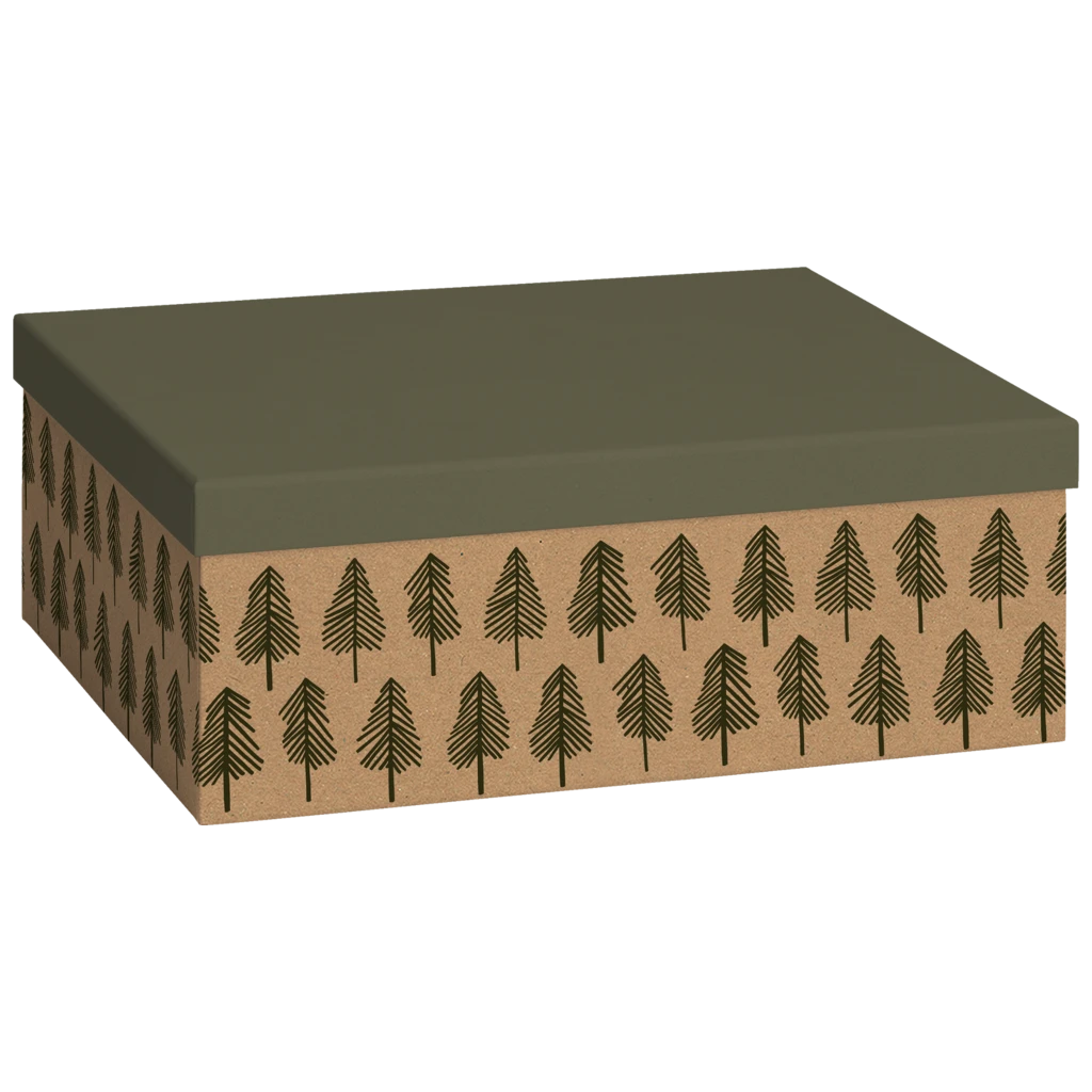 Geschenkbox | 33×12×24 cm, dunkelgrün/braun