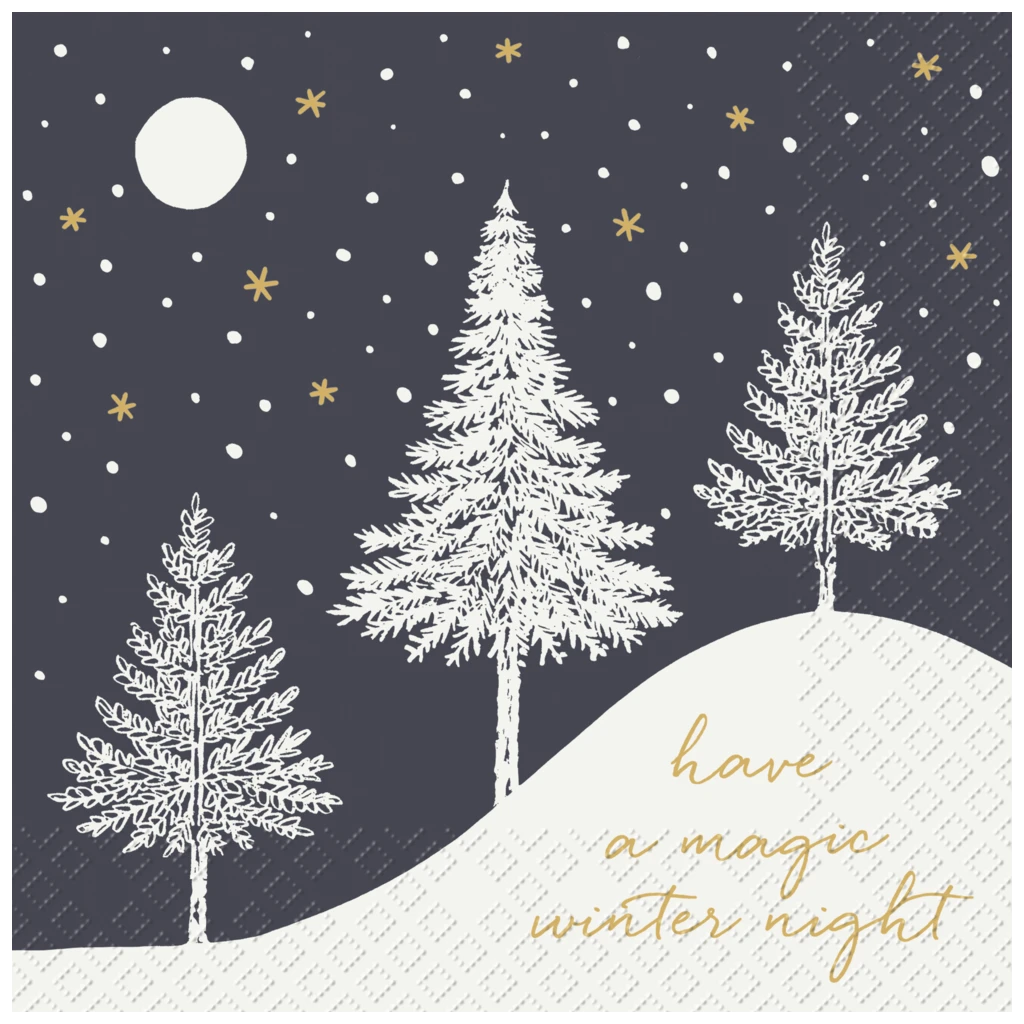 Servietten „Hiver“ | 33×33 cm, schwarz, 20 Stück